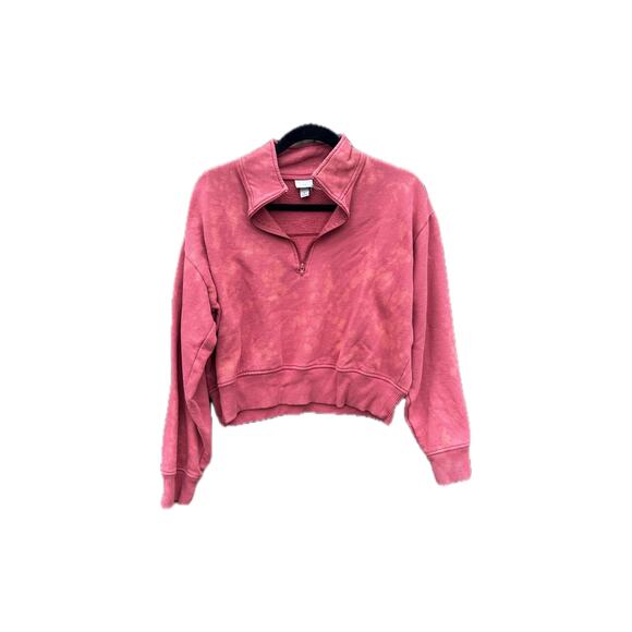 Tie Dye Cropped Women's Sweater with Quarter Zip | Scrunch Tie - Reverse Dye - Picture 1 of 2